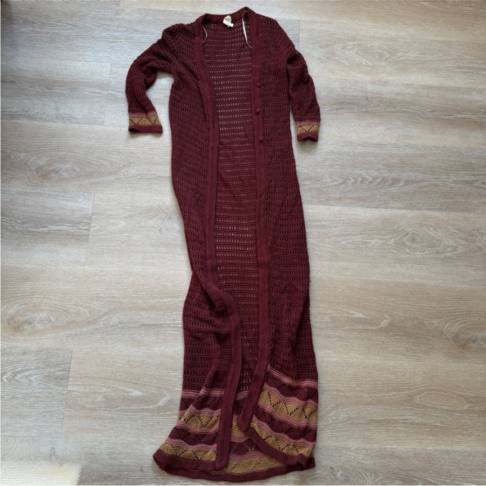 Forever 21 Maroon Long Knit Duster/Cardigan Women’s Size Small